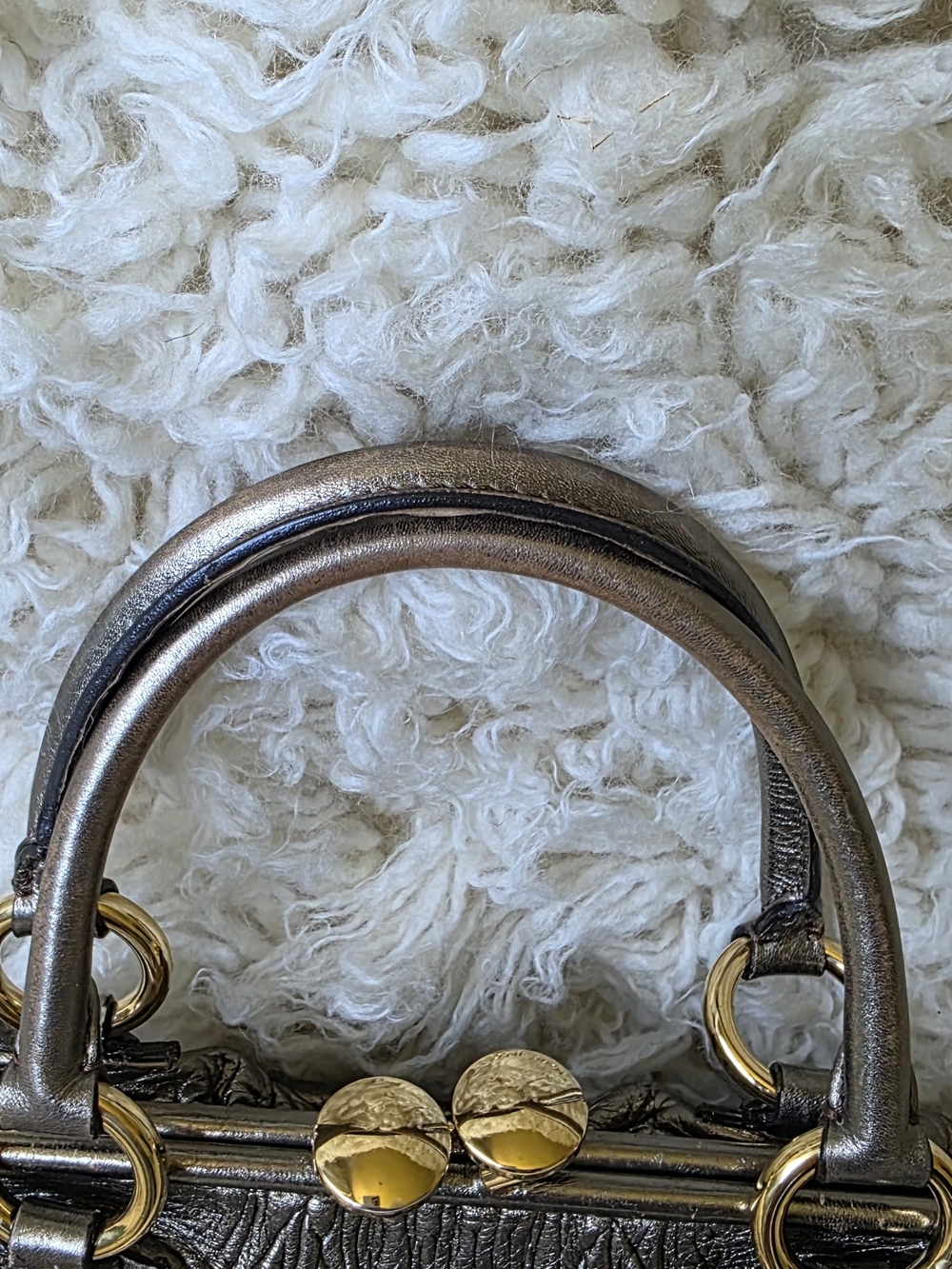 Marc Jacobs Metallic Pewter Shoulder Bag with Gold Chain - Picture 8 of 16